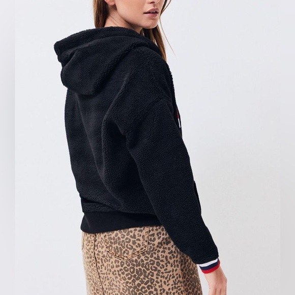 Tommy Hilfiger Sport Half-Zip Sherpa/Teddy Hoodie - Picture 2 of 7